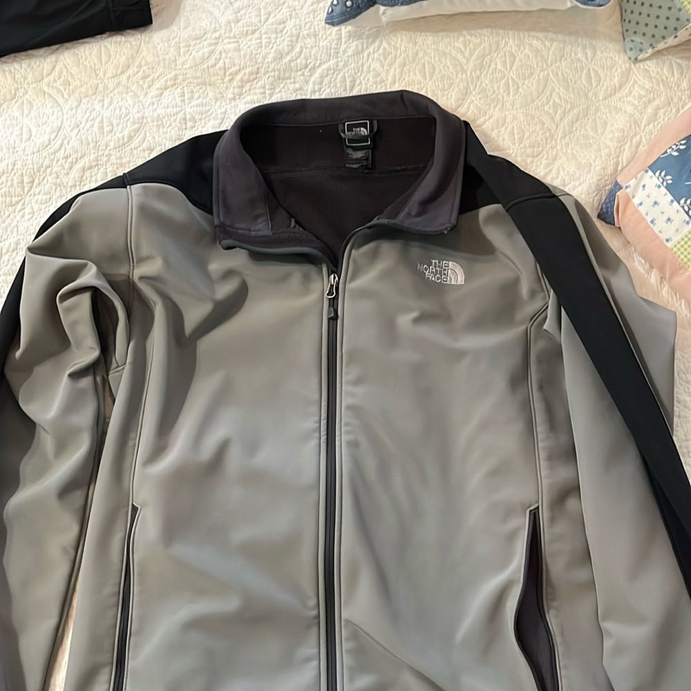 The north face men’s softshell jackets, xxl, black and gray